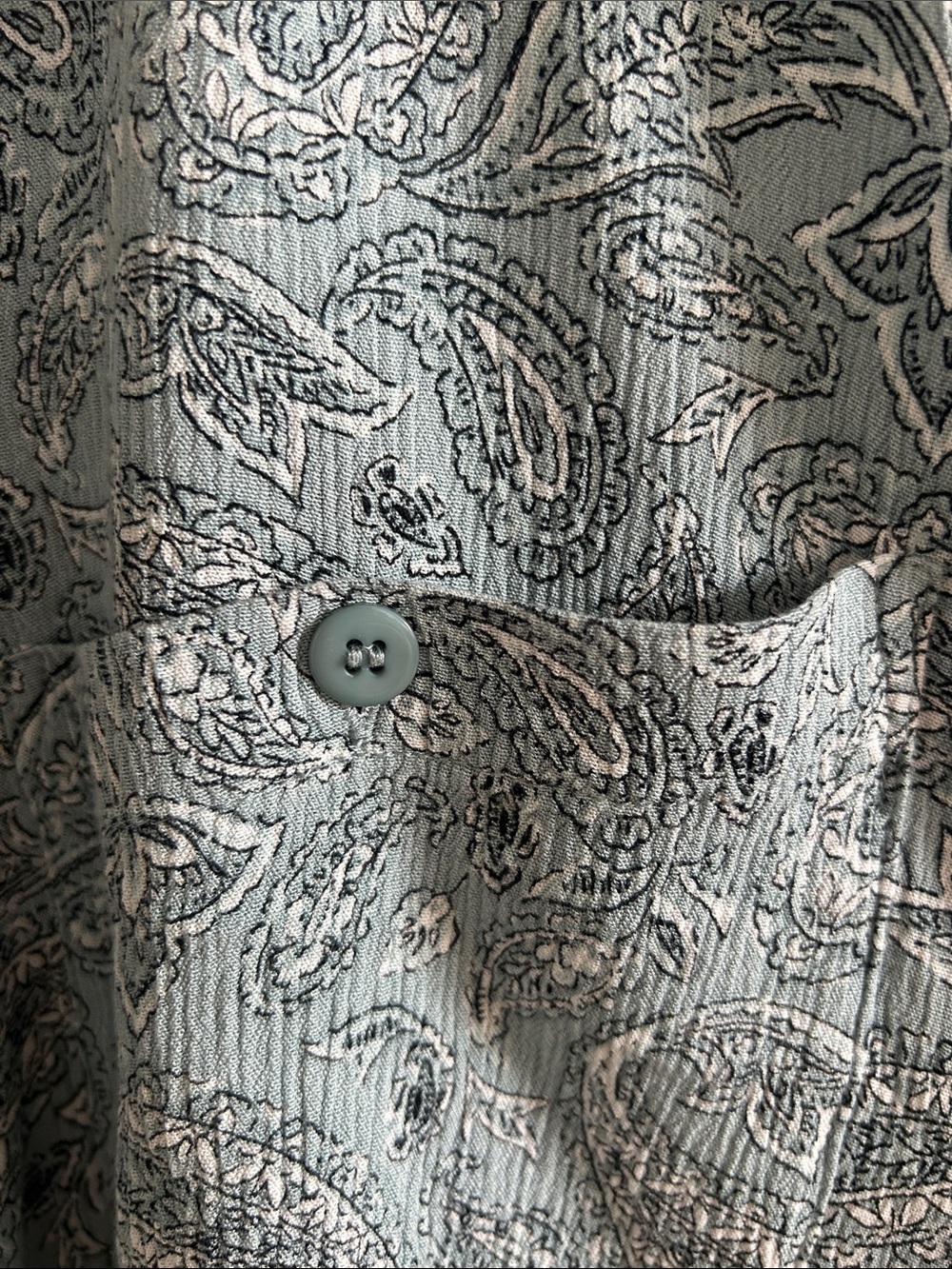 Leftine Sage Paisley Button-Down Crop Shirt - Picture 3 of 3